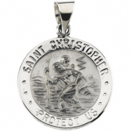 Picture of 14K White Gold Hollow Round St. Christopher Medal