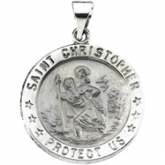 Picture of 14K White Gold Hollow Round St. Christopher Medal