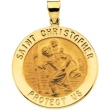 14K Yellow Gold Hollow Round St. Christopher Medal