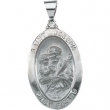 14K White Gold Hollow Oval St. Joseph Medal