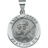 Picture of 14K White Gold Hollow Round St. Joseph Medal