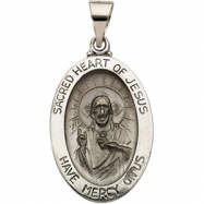 Picture of 14K Yellow Gold Hollow Oval Sacred Heart Of Jesus Medal