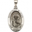 14K Yellow Gold Hollow Oval Sacred Heart Of Jesus Medal