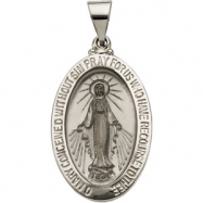 Picture of 14K White Gold Hollow Oval Miraculous Medal