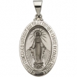 14K Yellow Gold Hollow Oval Miraculous Medal