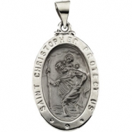 Picture of 14K White Gold Hollow Oval St. Christopher Medal