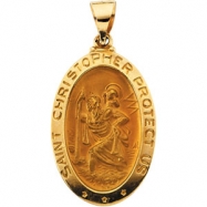 Picture of 14K Yellow Gold Hollow Oval St. Christopher Medal