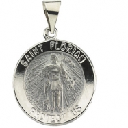 Picture of 14K White Gold Hollow Round St. Florian Medal