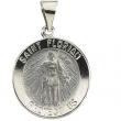 14K White Gold Hollow Round St. Florian Medal