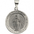 14K White Gold Hollow Round Miraculous Medal