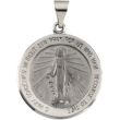 14K White Gold Hollow Round Miraculous Medal