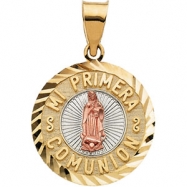 Picture of 14K Yellow Gold 16.75 Tricolor Mi Primera Communion (1st Holy Communion) Medal