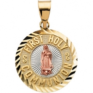 Picture of 14K Yellow Gold 16.75 Tricolor First Holy Communion Medal