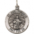 Sterling Silver 14.75 Rd St. Jude Thaddeus Pend Med