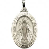 Picture of 14K White 26.00 X 18.00 MM MIRACULOUS MEDAL Miraculous Medal