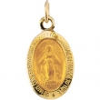 14K Yellow 12.00X08.00 MM Miraculous Medal