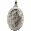 14K White 24.00X18.00 MM St. Christopher Medal