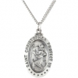 Sterling Silver 21.25 X 14.5 Oval St. Christopher Pend Medl