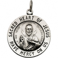 Picture of Sterling Silver 22.00 MM Sacred Heart Of Jesus Medal