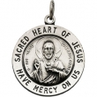 Sterling Silver 22.00 MM Sacred Heart Of Jesus Medal