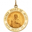 14K Yellow 22.00 MM Sacred Heart Of Jesus Medal