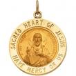 14K Yellow 18.00 MM Sacred Heart Of Jesus Medal