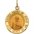 14K Yellow 15.00 MM Sacred Heart Of Jesus Medal