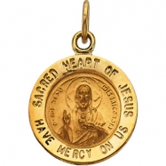 Picture of 14K Yellow 12.00 MM Sacred Heart Of Jesus Medal