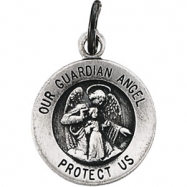 Picture of Sterling Silver 18.00 MM Guardian Angel Medal