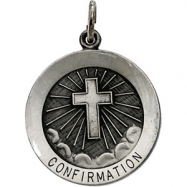 Picture of Sterling Silver 22.00 MM Confirmation Medal W/cross