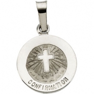 Picture of 14K White 12.00 MM CONFIRMATION MEDAL W/CROSS Confirmation Medal W/cross