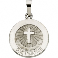 Picture of 14K White 15.00 MM Confirmation Medal W/cross