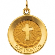 Picture of 14K Yellow 15.00 MM Confirmation Medal W/cross