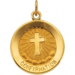 14K Yellow 15.00 MM Confirmation Medal W/cross