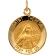 14K Yellow 15.00 MM St. Theresa Medal