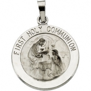 Picture of 14K White 18.00 MM FIRST COMMUNION MEDAL First Communion Medal