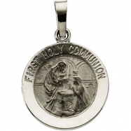 Picture of 14K White 15.00 MM First Communion Medal