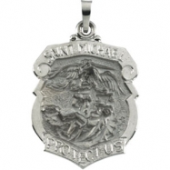 Picture of 14K White 27.00X21.00 MM ST. MICHAEL MEDAL St. Michael Medal