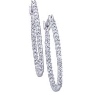 Picture of 14K White Gold Pair Diamond Hoop Earrings