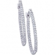 14K White Gold Pair Diamond Hoop Earrings