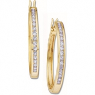 Picture of 14K Yellow Gold Pair Diamond Hoop Earring