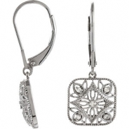 Picture of Sterling Silver Pair Diamond Lever Back Earrings