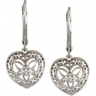 Picture of Sterling Silver Pair Diamond Lever Back Heart Earrings