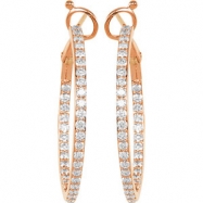 Picture of 14K Rose Gold Pair Diamond Hoop Earrings