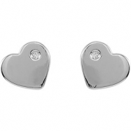 Picture of Sterling Silver Pair Diamond Heart Earrings