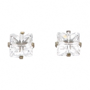 Picture of Nickel Pair Inverness Palladium Plated Square Faceted Cubic Zirconia Earring