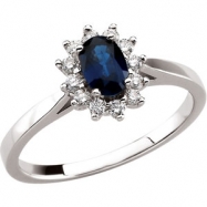 Picture of 14K White Gold Genuine Blue Sapphire And Diamond Ring