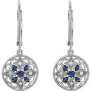 Picture of Genuine Sapphire And Diamond Earrings 