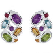 Picture of Sterling Silver Pair Genuine Amethyst Citrine Peridot Sky Blue Topaz And Brazilian Garnet Earrings