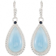 Picture of Sterling Silver Pair Genuine Aquamarine And Blue Sapphire Earrings